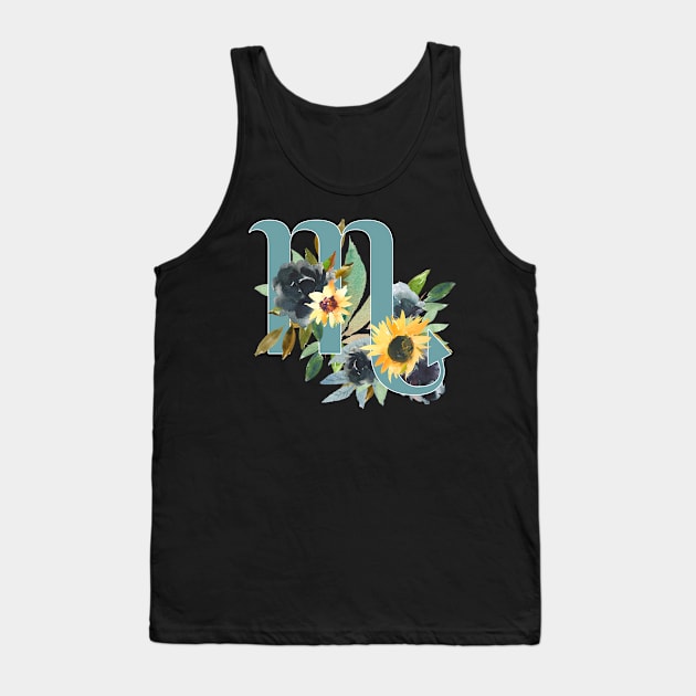 Scorpio Horoscope Zodiac Blue Sunflower Design Tank Top by bumblefuzzies